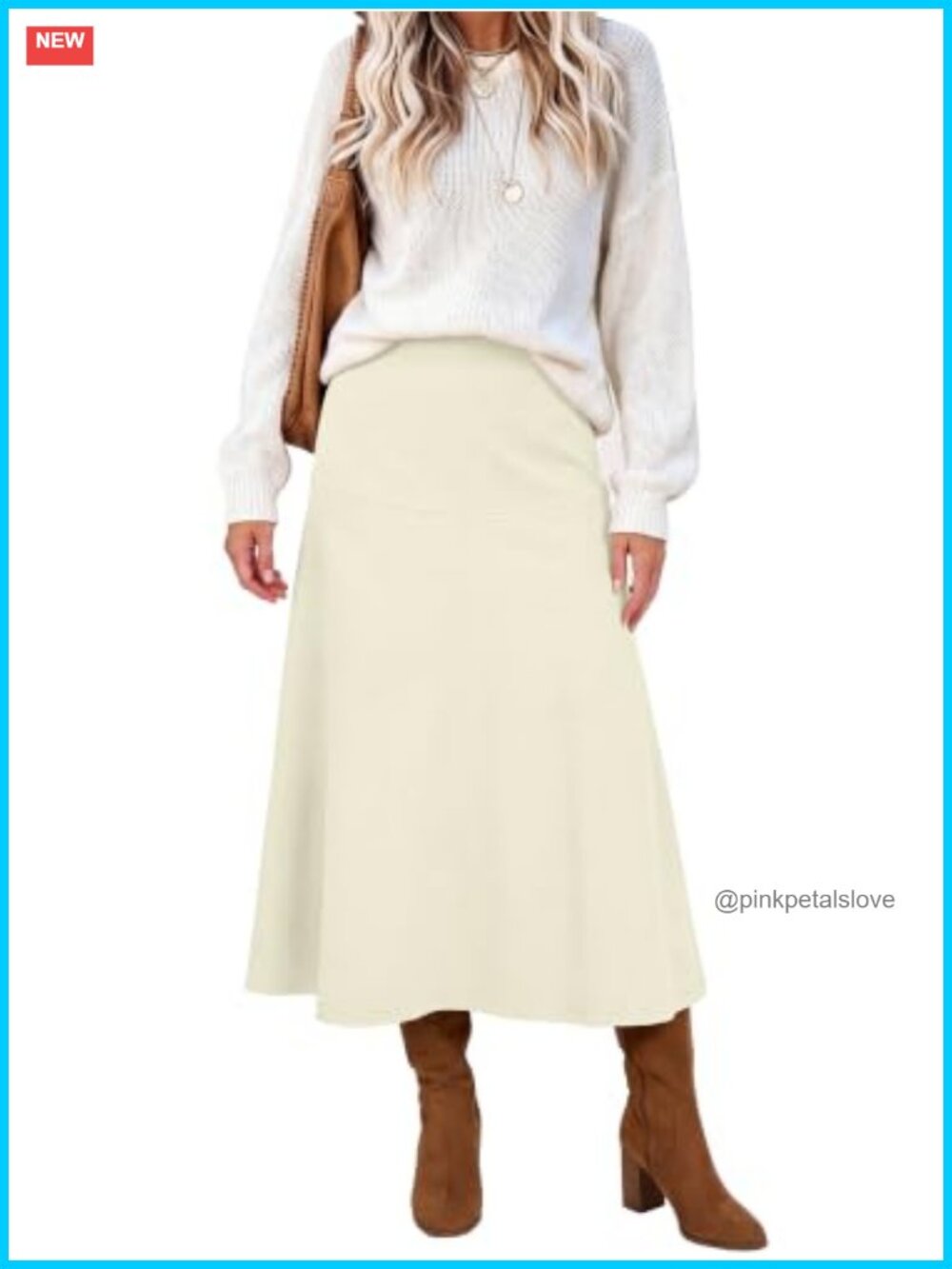 Women's A-Line High Waist Flowy Midi Skirt Fall Winter Office Casual